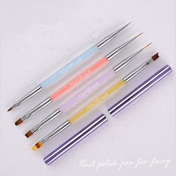 Διπλή κεφαλή κρυστάλλινη λαβή Nail Brush Liner Brush Painting Pen Gel Brush Crystal Nail Art Manicure