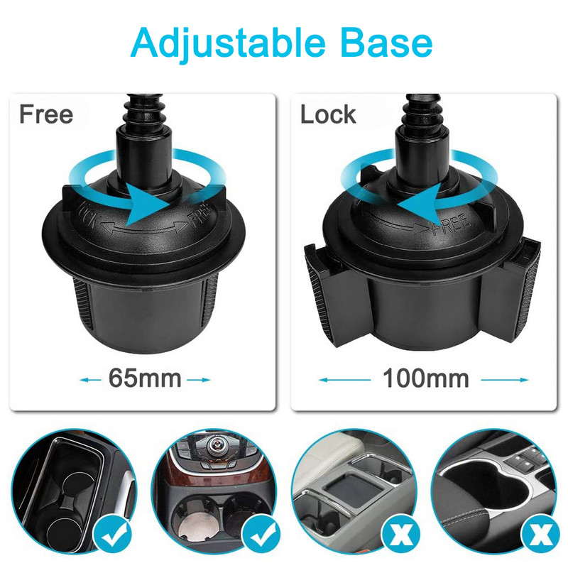 Automobilinis puodelio laikiklis Telefono laikiklis Reguliuojamas automobilinis vandens puodelis Mobiliojo telefono stovas Automobilio laikiklis, skirtas iPhone 12 Pro Max 11 XR Samsung S20 S10