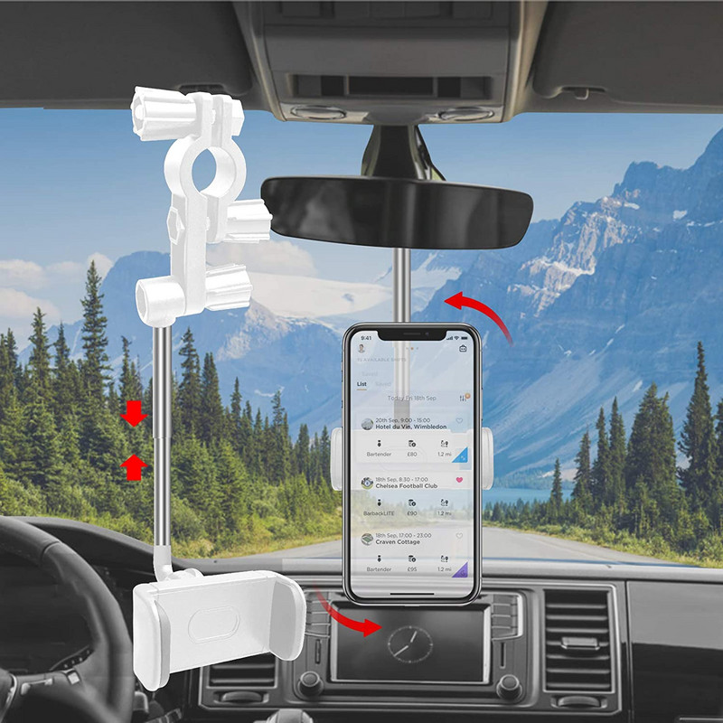 Univerzalni automobilski retrovizor, držač za telefon od 360 stupnjeva, naslon za glavu u automobilu, držač za telefon za iPhone 12 11 Xiaomi, Samsung stalak za telefon u automobilu