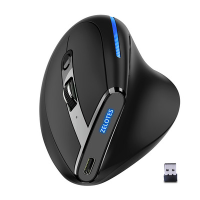 ZELOTES F-36 F-36A 8 gumba Bežični punjivi miševi Gaming miš 2400 DPI Ergonomski optički okomiti miš USB miševi za PUBG