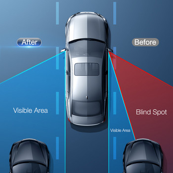 Cafele 2 τμχ Καθρέφτης αυτοκινήτου HD Καθρέπτες τυφλού σημείου ευρυγώνιας γωνίας αυτοκινήτου 360 μοιρών Στρογγυλός κυρτός καθρέφτης ρυθμιζόμενος με βιδωτή κορδέλα