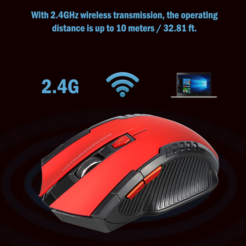 2.4G Gaming Mouse Vezeték nélküli optikai egér Game Vezeték nélküli egerek USB vevővel Egér PC játékokhoz