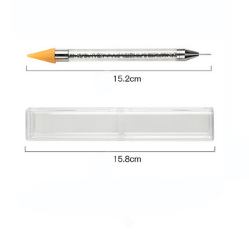 1 τεμ. Στυλό με κουκκίδες διπλής όψης Καρφιά στρας Picker Wax Pencil Κρυστάλλινο Λαβή Εργαλείο νυχιών Συμβουλές Μανικιούρ για Nail Art Χρήση