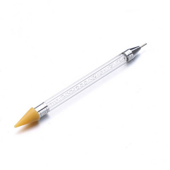 1 τεμ. Στυλό με κουκκίδες διπλής όψης Καρφιά στρας Picker Wax Pencil Κρυστάλλινο Λαβή Εργαλείο νυχιών Συμβουλές Μανικιούρ για Nail Art Χρήση