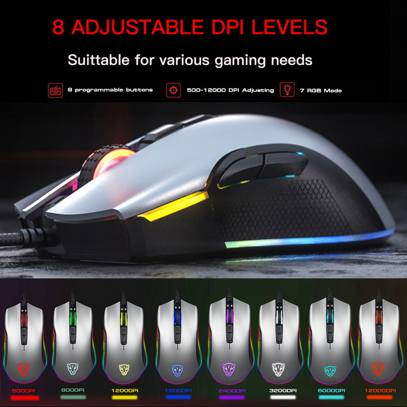 Motospeed V70 USB žičani gaming miš 6400DPI 7 tipki RGB LED pozadinsko osvjetljenje optičkih 7 tipki za prijenosno računalo prijenosno stolno računalo