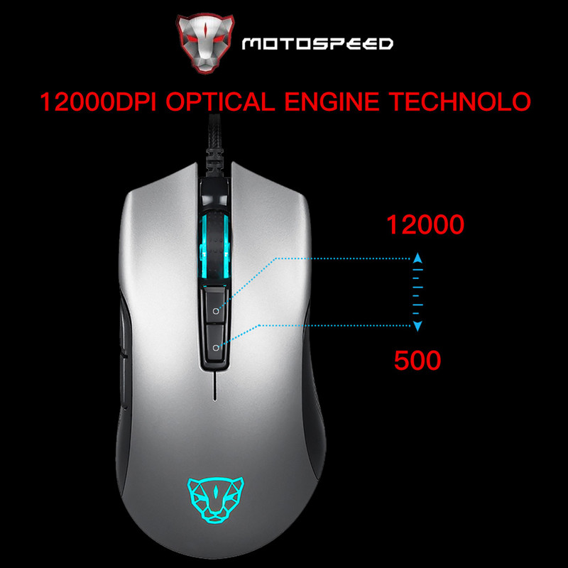 Motospeed V70 USB žičani gaming miš 6400DPI 7 tipki RGB LED pozadinsko osvjetljenje optičkih 7 tipki za prijenosno računalo prijenosno stolno računalo