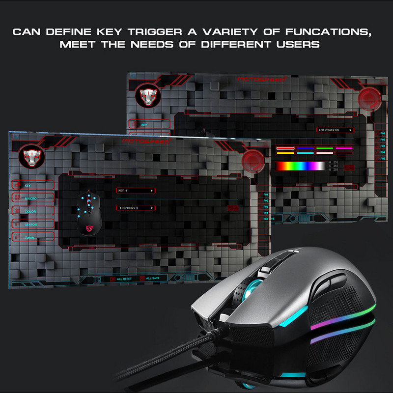 Motospeed V70 USB žičani gaming miš 6400DPI 7 tipki RGB LED pozadinsko osvjetljenje optičkih 7 tipki za prijenosno računalo prijenosno stolno računalo