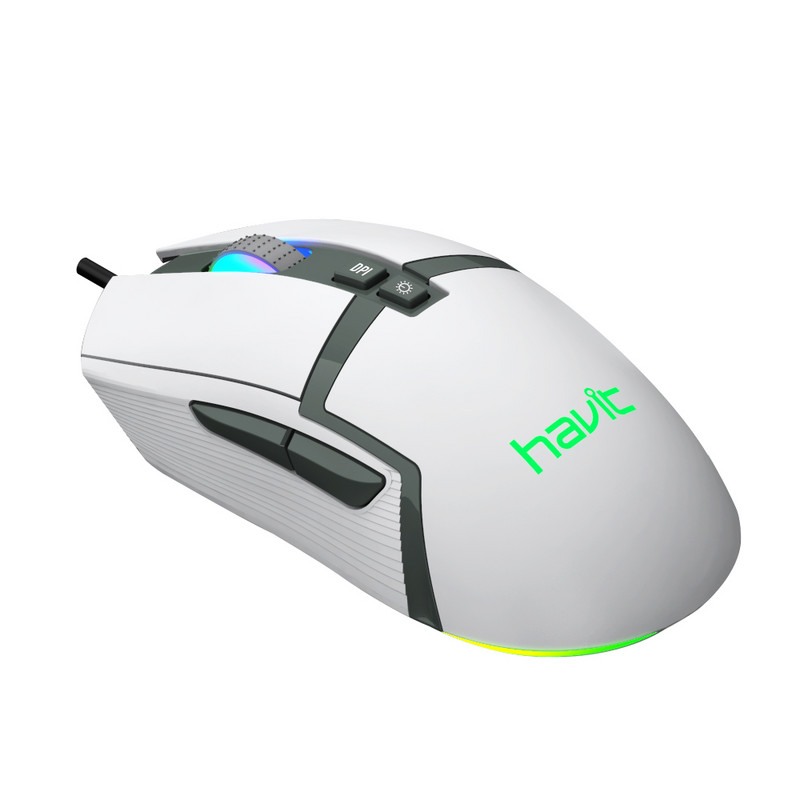 HAVIT MS885 RGB USB žičani PC miš za igranje 6400 DPI Miševi sa 6 gumba i pozadinskim osvjetljenjem u 7 boja koji se mogu programirati, ergonomski za igrače prijenosnih računala