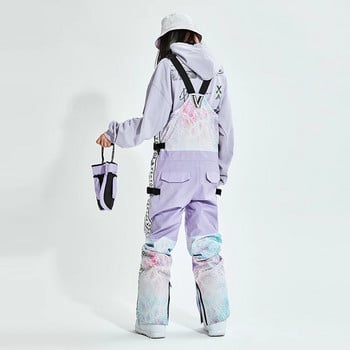 Едно парче ски костюм Мъжки Дамски ски панталони Гащеризони Водоустойчиви зимни топли ветроустойчиви Костюми за сноуборд на открито Ски панталони Гащеризони