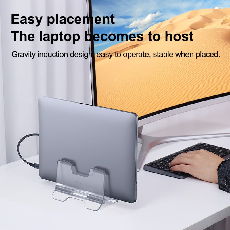 Vertikálny stojan na notebook Hagibis pre MacBook Pro Air, priehľadný stolný gravitačný držiak, podpora pre notebook, Surface Book, tablet