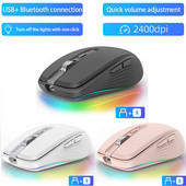 Mouse fără fir Bluetooth 5.0 nou, reîncărcabil, silențios, multi-arc tactil, mouse ultra-subțire RGB, pentru laptop, Ipad, Mac, PC, MacbookPro