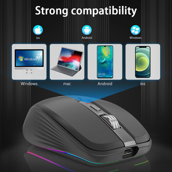 Νέο ασύρματο ποντίκι Bluetooth 5.0 Επαναφορτιζόμενο αθόρυβο ποντίκι αφής πολλαπλών τόξων Εξαιρετικά λεπτό ποντίκι RGB για φορητό υπολογιστή Ipad Mac MacbookPro
