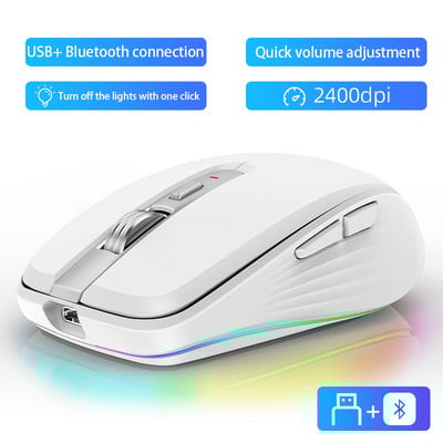 Mouse fără fir Bluetooth 5.0 nou, reîncărcabil, silențios, multi-arc tactil, mouse ultra-subțire RGB, pentru laptop, Ipad, Mac, PC, MacbookPro