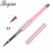 BQAN Professional #2 Pink Nail Brush Art Akril tiszta Kolinsky Sable Brush 3D festőtoll ecset