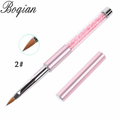 BQAN Professional #2 Pink Nail Brush Art Acrylic Pure Kolinsky Sable Brush 3D Painting Pen Чертежна четка