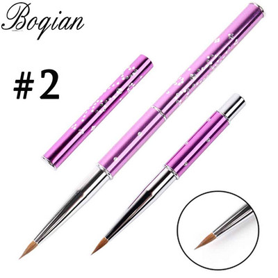 BQAN Professional #2 Pink Nail Brush Art Akril tiszta Kolinsky Sable Brush 3D festőtoll ecset
