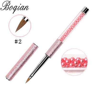 BQAN Professional #2 Pink Nail Brush Art Akril tiszta Kolinsky Sable Brush 3D festőtoll ecset