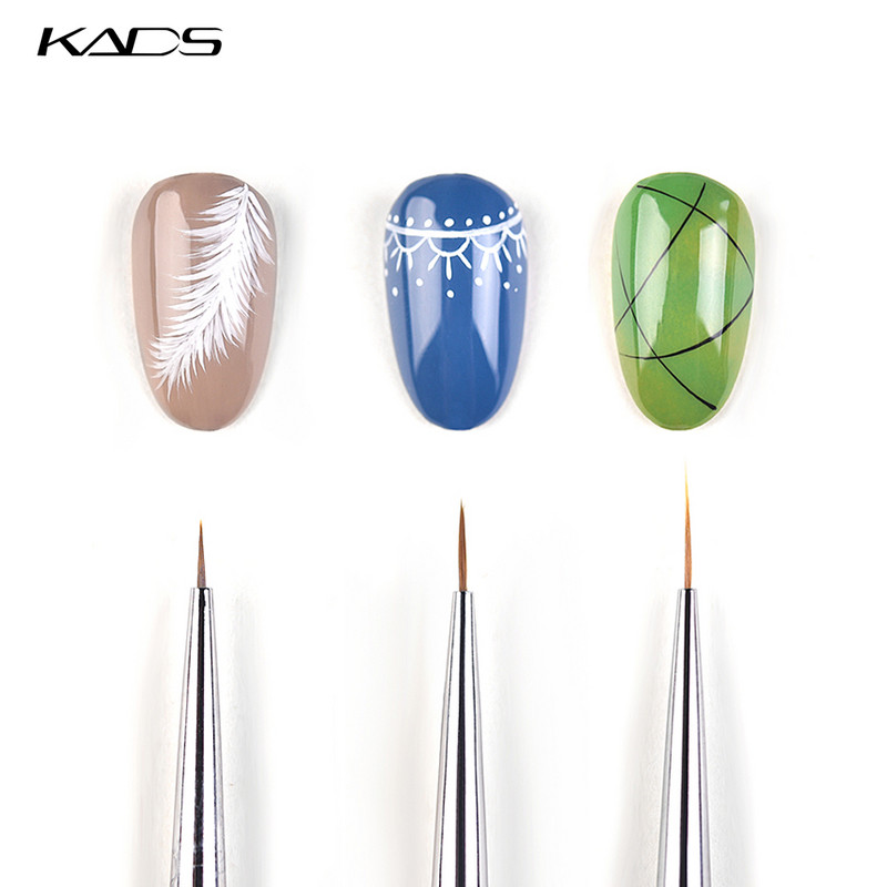 3db/szett Nail Art Liner Ecset Ezüst Fa nyél UV Gel Line Stripes Festés Rajztoll 5,5/6/8,5mm DIY Manikűr ecset készlet