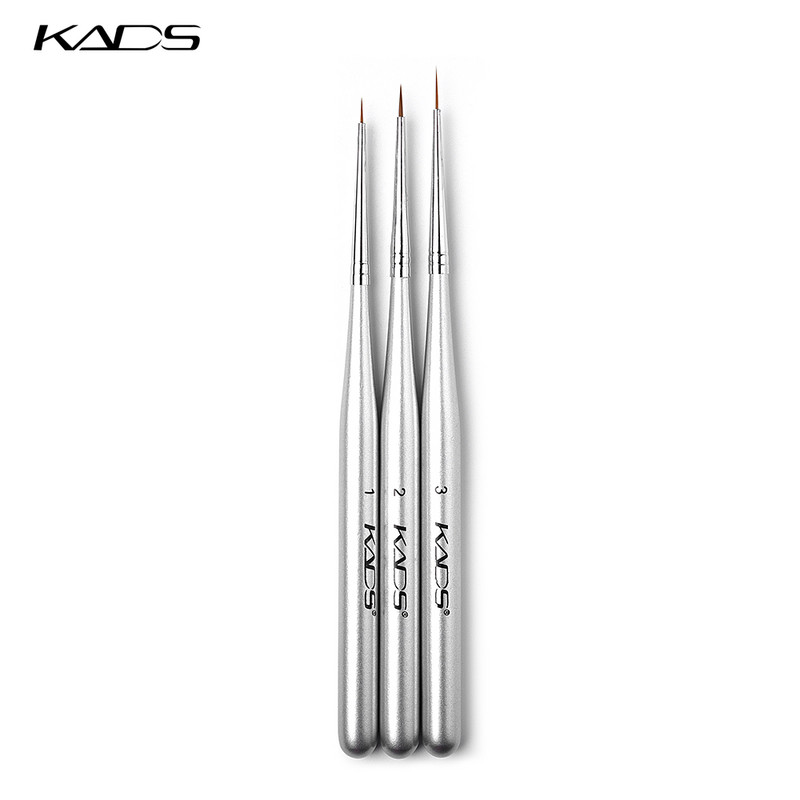 3db/szett Nail Art Liner Ecset Ezüst Fa nyél UV Gel Line Stripes Festés Rajztoll 5,5/6/8,5mm DIY Manikűr ecset készlet