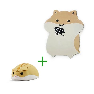 Combo drăguț de șoarece hamster 3D cu desene animate 1600 DPI 2,4 GHz USB Wireless Mause Mouse ergonomic mat mute pentru PC Laptop Cadou de Anul Nou