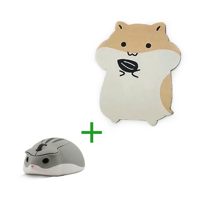 Combo drăguț de șoarece hamster 3D cu desene animate 1600 DPI 2,4 GHz USB Wireless Mause Mouse ergonomic mat mute pentru PC Laptop Cadou de Anul Nou