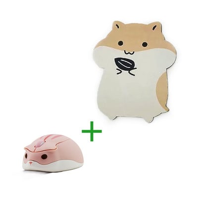 Combo drăguț de șoarece hamster 3D cu desene animate 1600 DPI 2,4 GHz USB Wireless Mause Mouse ergonomic mat mute pentru PC Laptop Cadou de Anul Nou