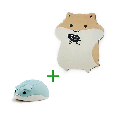 Combo drăguț de șoarece hamster 3D cu desene animate 1600 DPI 2,4 GHz USB Wireless Mause Mouse ergonomic mat mute pentru PC Laptop Cadou de Anul Nou