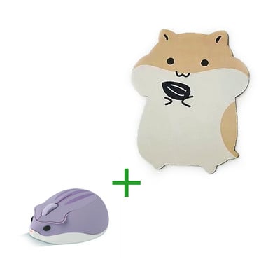 Combo drăguț de șoarece hamster 3D cu desene animate 1600 DPI 2,4 GHz USB Wireless Mause Mouse ergonomic mat mute pentru PC Laptop Cadou de Anul Nou