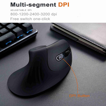 Ενσύρματο κάθετο ποντίκι Εργονομικό 2,4 GHZ Ασύρματο ποντίκι 6 κουμπιών Επαναφορτιζόμενο οπτικό USB Gaming Mause για φορητό υπολογιστή επιτραπέζιου υπολογιστή