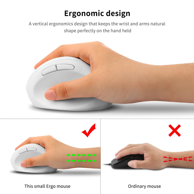 Vertikalni ergonomski bežični miš USB optički mini igrački miš Mala ručna žična igraća mačka za prijenosno računalo Računalo Tablet