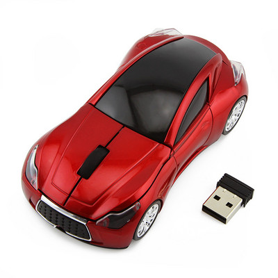 Novi USB bežični miš, crni dizajn sportskog automobila, računalni miš, mini ergonomski miševi za igrice, LED treptajuće svjetlo, PC maska za prijenosno računalo