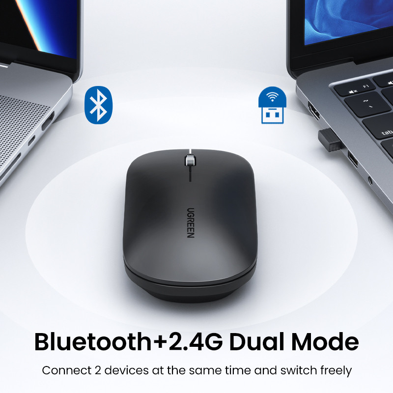 【Nou în vânzare】 Mouse UGREEN Mouse fără fir Bluetooth 5.0 2.4G Mouse cu mod dublu 4000 DPI Mouse silențios pentru MacBook PC Tablet Laptop Mouse