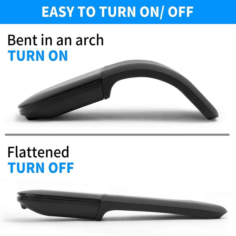 Bluetooth Arc Touch Mouse Преносима безжична сгъваема мишка По-малко шум Тънък мини компютър Оптични мишки за лаптоп Таблет Mac iPad