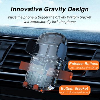 Универсален автомобилен гравитационен държач за телефон Скоба за кука за вентилационен отвор за iPhone Xiaomi Стойка за мобилен телефон Samsung в стойка за кола Поддържаща скоба