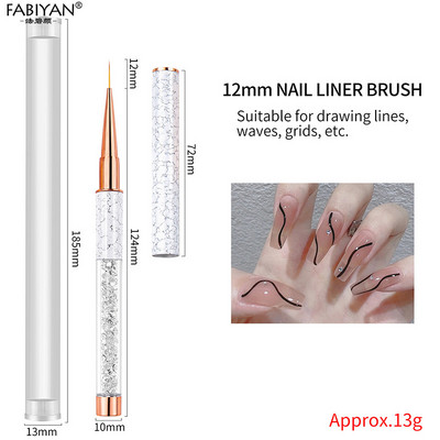 Nail Art Ecset Festés Virág Rajz Vonalak Bélés Toll Kristály Strasszkő Fém Akril UV Gél Lakk Tipp Szerszám Manikűr 7/9/11mm