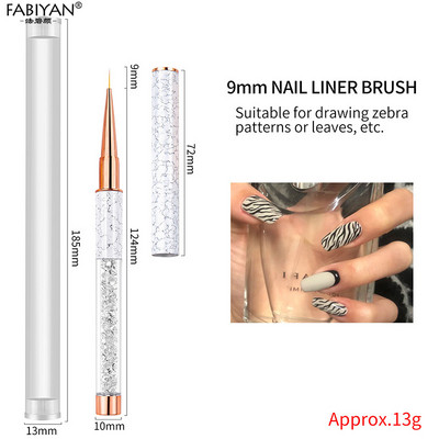 Nail Art Ecset Festés Virág Rajz Vonalak Bélés Toll Kristály Strasszkő Fém Akril UV Gél Lakk Tipp Szerszám Manikűr 7/9/11mm