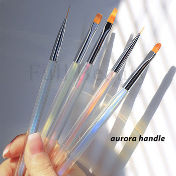 5 τμχ Σετ πινέλων νυχιών Aurora Handle Brushes for Manicure Ombre Painting Carving Dotting Nail Liners Tools NTHCB01