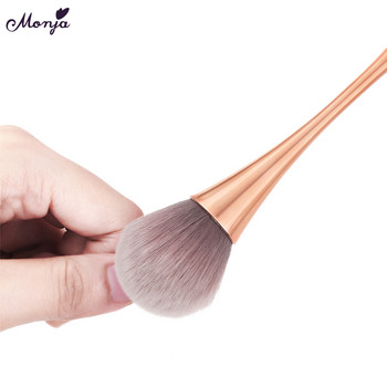 Monja 6 Colors Αλουμινένια λαβή Nail Art Soft Dust Brush Acrylic UV Gel Powder Demoval Brush Cleaning Brush Manicure