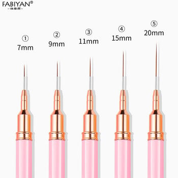 Четка за нокти Направи си сам писалка за рисуване Френска ивица Чертеж с четка за рисуване на нокти Точкова шарка на ивици Метален 7/9/11/15/20 мм розов