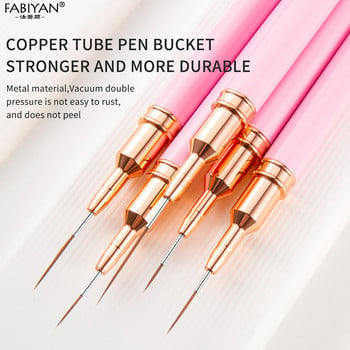 Πινέλο νυχιών DIY στυλό σχεδίασης French Stripe Nail Art Liner Brush Drawing Dotting Stripe Pattern Metal 7/9/11/15/20mm Ροζ