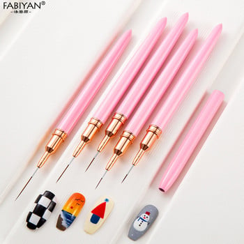 Πινέλο νυχιών DIY στυλό σχεδίασης French Stripe Nail Art Liner Brush Drawing Dotting Stripe Pattern Metal 7/9/11/15/20mm Ροζ