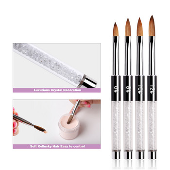 #6/8/10/12 Pure Kolinsky Sable Acrylic Brush Uv Gel Carving Pen Brush Liquid Powder Diy Nail Drawing Flat Round Art