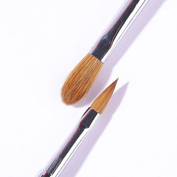 #6/8/10/12 Pure Kolinsky Sable Acrylic Brush Uv Gel Carving Pen Brush Liquid Powder Diy Nail Drawing Flat Round Art