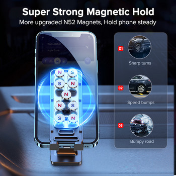 QOOVI Μαγνητική βάση στήριξης τηλεφώνου αυτοκινήτου 360 μοιρών Mobile Cell Magnet Mount Υποστήριξη GPS για iPhone 13 Xiaomi Mi11 Samsung Huawei
