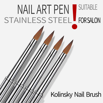 kolinsky Brush 100% естествени художествени четки за дизайн на нокти, резба на цветя, четки за рисуване, инструменти за рисуване на салон за нокти