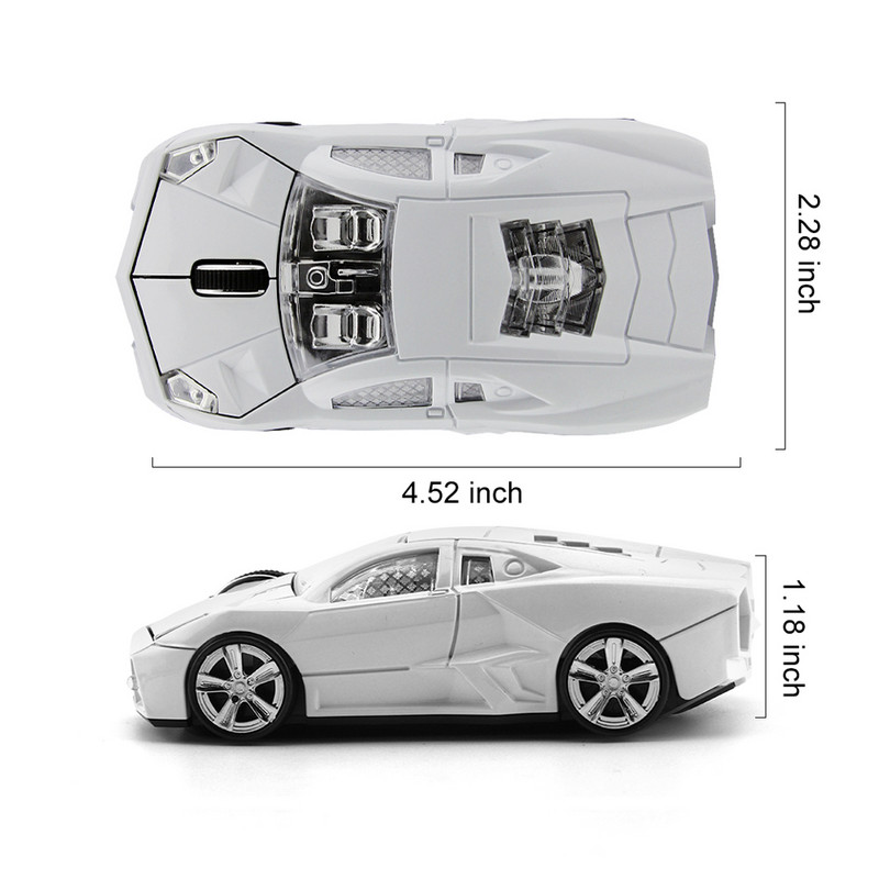 2,4G vezeték nélküli egér Ergonomikus Sportautó Design Gaming Mause 1600 DPI USB optikai Kids Kreatív hordozható egerek Laptop PC-hez