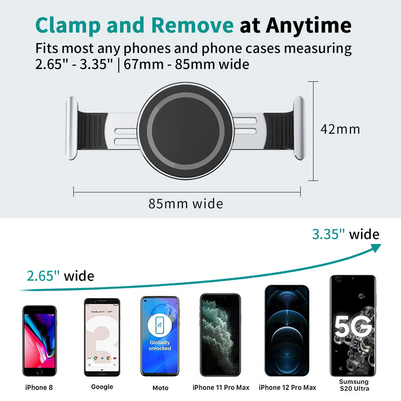 Fém telefonbilincs mágneses autós tartókhoz Mobiltelefoncsipesz mágneses autós tartóhoz Kompatibilis iPhone 12/13 Pro Max, Samsung telefonnal