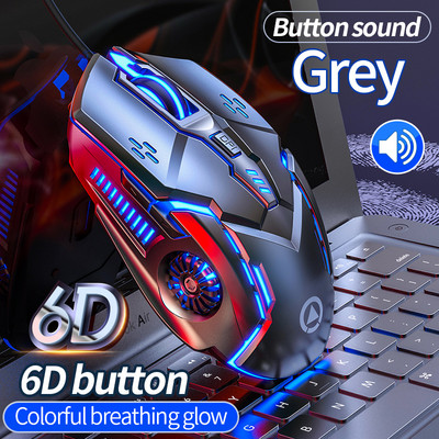 USB csendes vezetékes játékegér 1200-3200 6 gombos 4 sebességes DPI LED optikai USB számítógépes egér játék csendes egér PC laptophoz