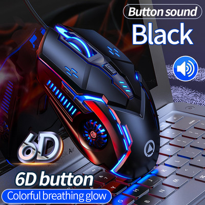 USB csendes vezetékes játékegér 1200-3200 6 gombos 4 sebességes DPI LED optikai USB számítógépes egér játék csendes egér PC laptophoz