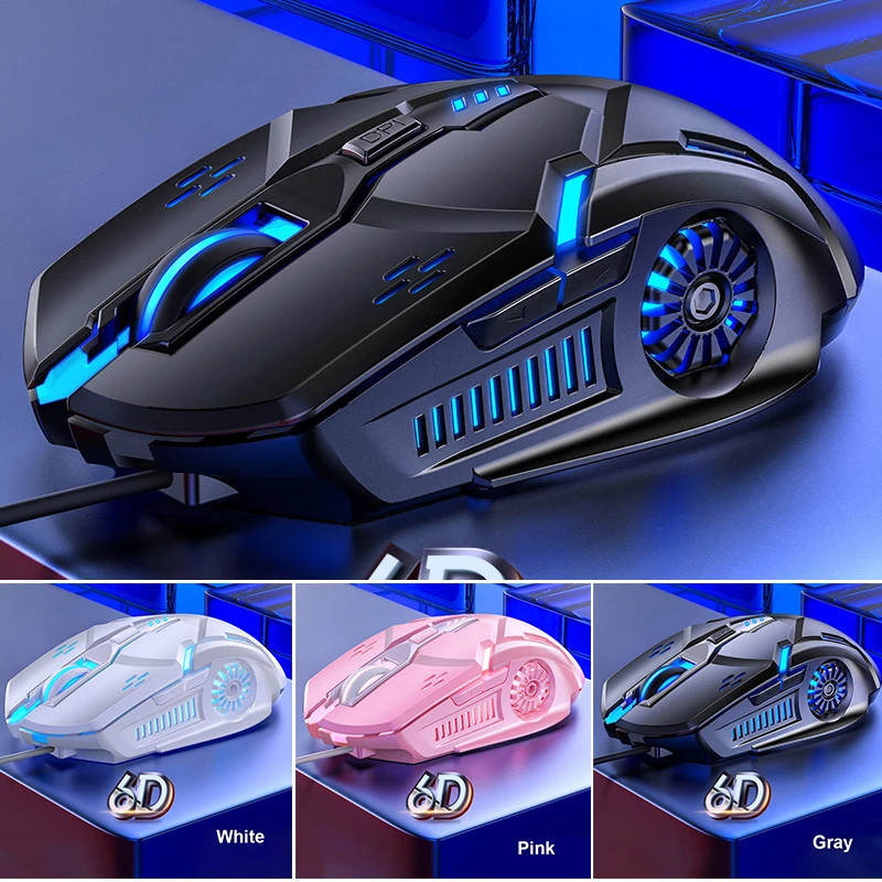 USB csendes vezetékes játékegér 1200-3200 6 gombos 4 sebességes DPI LED optikai USB számítógépes egér játék csendes egér PC laptophoz